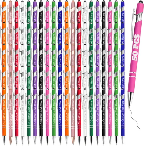 Vista 29 de Bolígrafos personalizados a granel 10 con nombre, grabados con punta de lápiz, bolígrafos de bola personalizados de escritura suave, regalos