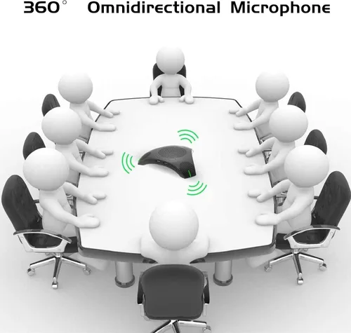 Vista 5 de JACKLY - Micrófono de conferencia USB con altavoz para negocios, micrófono omnidireccional 360°, reducción de ruido DSP inteligente para reuniones