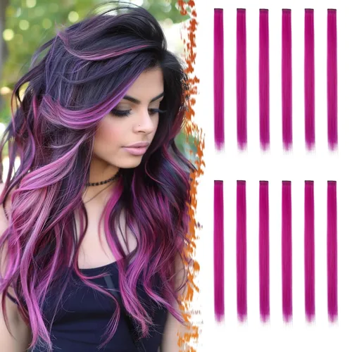 Vista 13 de BARSDAR Extensiones de cabello negro con clip, extensiones de cabello con clip de color para mujer, 22 pulgadas, 12 piezas, extensiones sintéticas