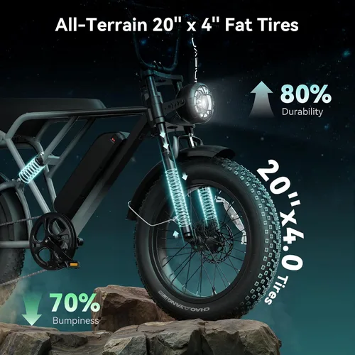 Vista 6 de Jasion RetroVolt Pro Electric Bike,52v 20Ah,90-Mile Range,38MPH,Fat Tire Pavonado