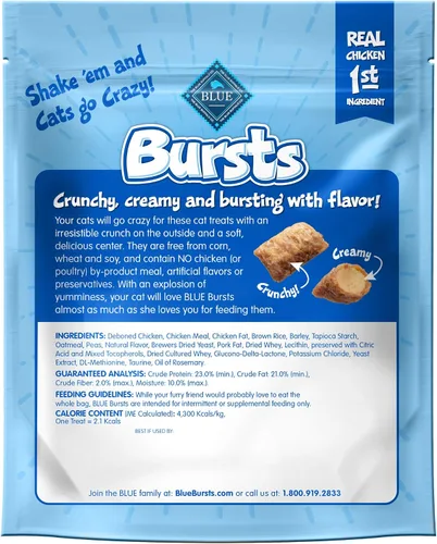 Vista 2 de Blue Buffalo Golosinas crujientes para gatos, pollo, explosiones, bolsa de 5 onzas, paquete de 4