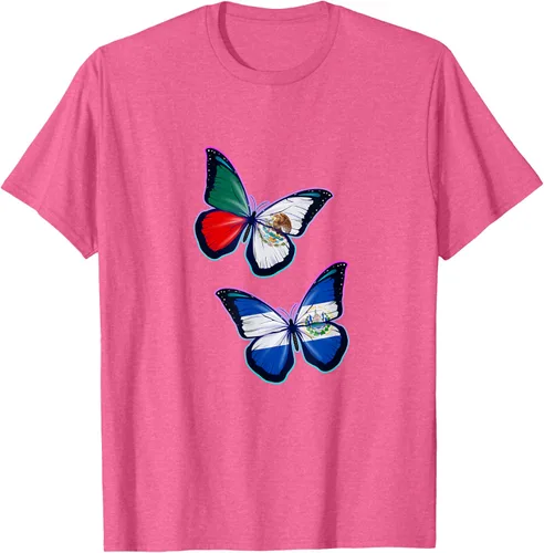 Vista 30 de Raíces biculturales de El Salvador y México. Versión mariposa Camiseta, Negro