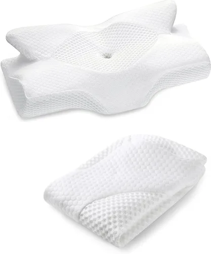 Vista 5 de Elviros Funda de almohada cervical de espuma viscoelástica (gris oscuro) Funda de almohada transpirable con certificación Oeko-Tex, lavable a