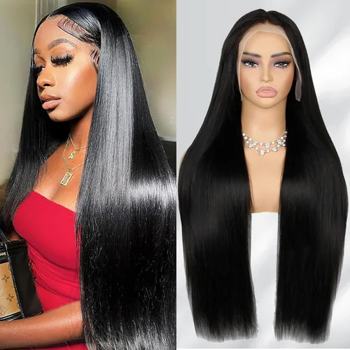 Vista 14 de MOONBAY Pelucas de cabello humano lacio con encaje frontal HD de 22 250 Color negro