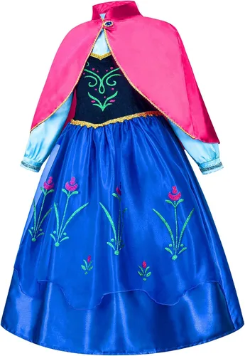 Vista 3 de Avady Girls Princess Costume for Frozen Anna with Wig Birthday Party Halloween Christmas Dress Up