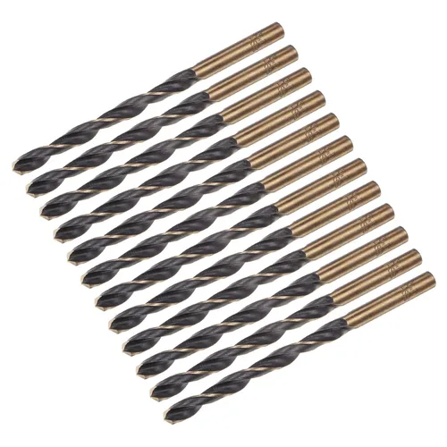 Vista 44 de uxcell Brocas Jobber de 0.118 in (0,118 pulgadas) de nitruro negro y oro recubierto de titanio M2 de alta velocidad (HSS) Brocas helicoidales