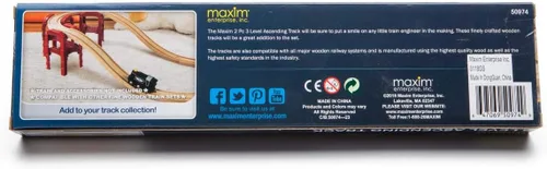 Vista 6 de Maxim Enterprise, inc. Vía de tren de madera ascendente de 3 niveles, piezas de madera que crean doble ascendente y descendente, pistas reversibles