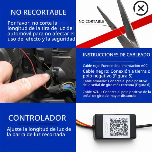 Vista 5 de DREAMIZER Tira de luz LED de 94" RGB para capó de coche, tira de luz LED multicolor exterior, luces LED dinámicas impermeables y flexibles