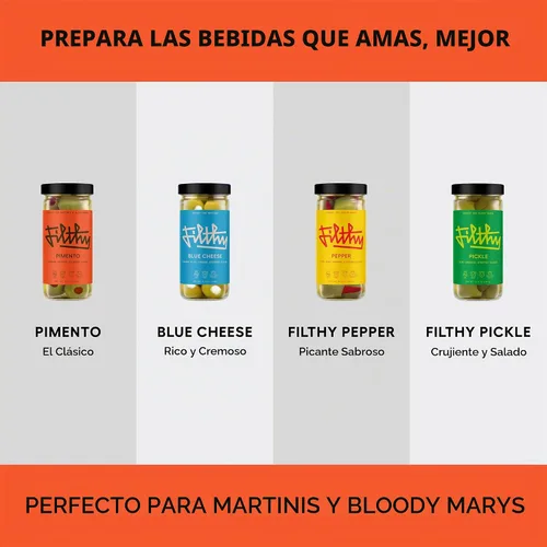 Vista 7 de Filthy Pimento - Aceitunas rellenas, guarnición de cóctel premium, tarro