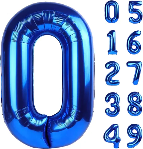Vista 130 de Globo negro de 40 pulgadas con números del 0 al 9 (cero-nueve), globo de cumpleaños de gran tamaño, globo de helio de aluminio con números grandes