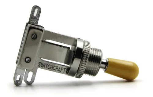 Vista 3 de Switchcraft - Interruptor de palanca de 3 vías, recto corto con punta de interruptor ámbar genuina para guitarras eléctricas Les Paul
