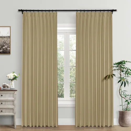Vista 19 de Macochico Cortinas opacas de lino plisadas para oscurecer la habitación, panel con aislamiento térmico para dormitorio, sala de estar, sala
