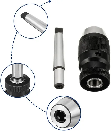 Vista 5 de Portabrocas sin llave MT2 Morse cónico, 1/32"-1/2" (0.039 in-0.512 in) para taladros portátiles, taladros de banco, fresadoras, tornos, etc.
