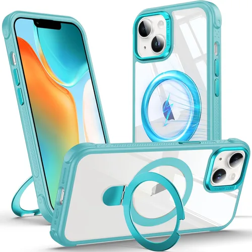 Vista 32 de Anqrp Funda transparente con función atril magnética con junta tórica para iPhone 12/12 Pro, compatible con Mag-Safe, de grado militar, reforzada