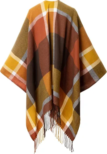 Vista 90 de Moss Rose Chal de viaje para mujer, capa tipo poncho de frente abierto para otoño e invierno