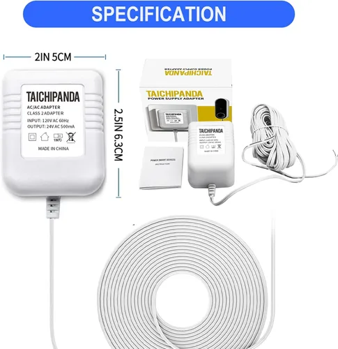 Vista 6 de Transformador de 24 voltios, adaptador de cable C para termostato Nest Honeywell Ecobee y Sensi, transformador de timbre compatible con timbre