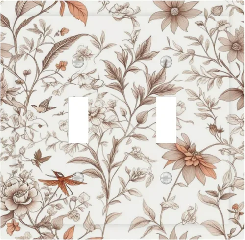 Vista 70 de Decorative Outlet Covers Blue Background White Cat Daisy Floral 2-Gang 1-Gang Wall Plate Single Toggle/Rocker Farmhouse Style Light Switch Covers