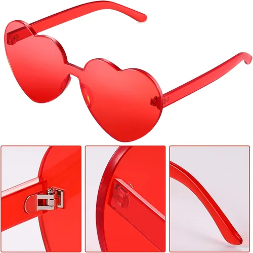 Vista 3 de Maxdot - Lentes de sol transparentes sin marco con forma de corazón para fiestas