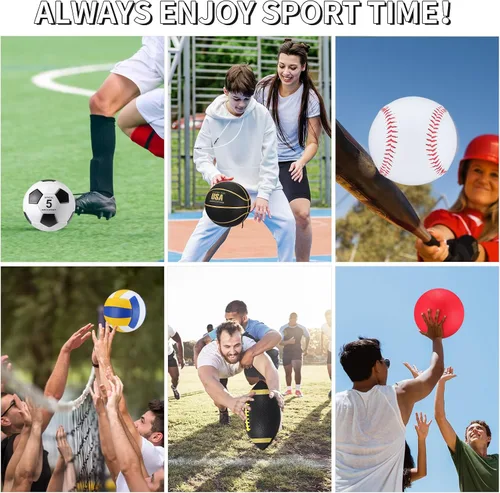 Vista 5 de Leyndo Juego de 18 Pelotas Deportivas a Granel Baloncesto Fútbol Americano Voleibol Fútbol Soccer Parque Infantil Béisbol con Bolsa de Equipo