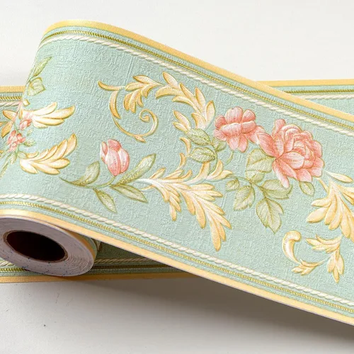 Vista 11 de AbaBoorty Papel Tapiz con Borde Floral Beige para Decoración 196"X4.1" Despegar y Pegar Borde de Pared Impermeable Adhesivo de Azulejos Papel Tapiz