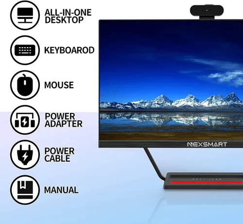 Vista 7 de Computadora de escritorio todo en uno de 23.8 pulgadas todo en uno con Core i7 16GB RAM 512GB SSD, cámara web ajustable de 360°, panel de carga, PC