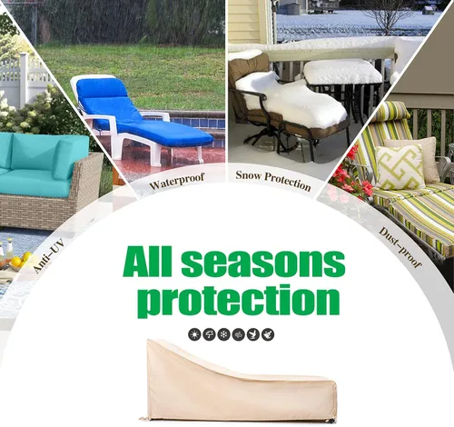 Vista 8 de F&J Outdoors Funda Impermeable Resistente a los Rayos UV de Servicio Pesado para Silla Tumbona de Patio, Paquete de 2, 79"Lx30"Ax30"Al, Beige