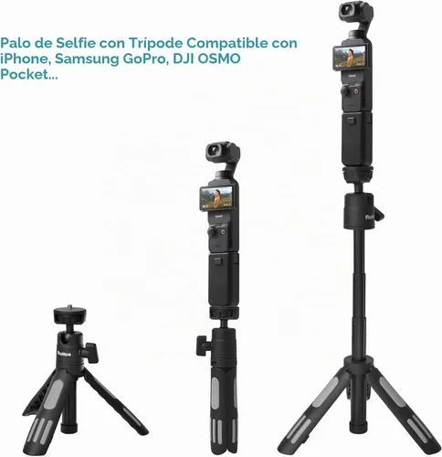 Vista 7 de Ruittos Soporte de trípode para teléfono y palo para selfie para iPhone, cámara web, escritorio, Sony, cámara Canon G7x, Go Pro, trípode de viaje