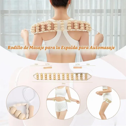 Vista 5 de Herramientas de masaje de terapia de madera, kit de maderoterapia, herramientas de escultura corporal para drenaje linfático y anticelulitis.
