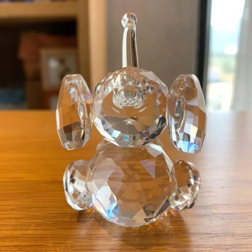 Vista 3 de Estatuillas de elefante lindo de cristal transparente, mini escultura de animales, pisapapeles, decoración para el hogar, adorno de mesa, regalo