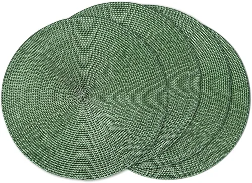 Vista 45 de AHHFSMEI Juego de 6 manteles individuales redondos trenzados de 15 pulgadas para mesas de comedor, tejido natural, resistentes al calor, color beige