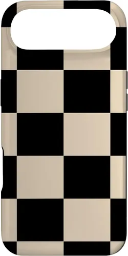 Vista 27 de Black and Beige Classic Checkered Big Checkerboard Pattern Case for iPhone 16