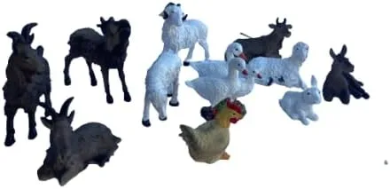 Vista 2 de misantuario Mini 3" Surtido de Belén de Navidad, Animalitos Diferentes para Navidad 12 Piezas