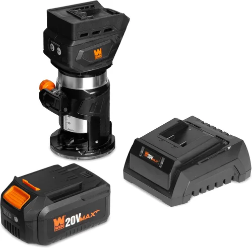 Vista 8 de WEN Enrutador compacto sin escobillas inalámbrico de 20 V Max con base fija (solo herramienta, batería no incluida) (20610BT)