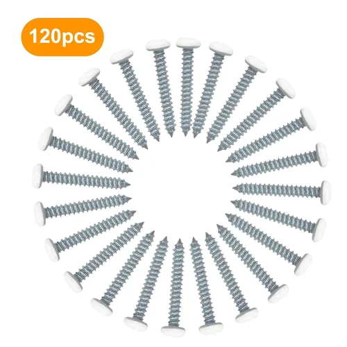 Vista 5 de 120 piezas de tornillos de cabeza plana blancos #6 x 1, tornillos autorroscantes Phillips para chapa metálica para madera