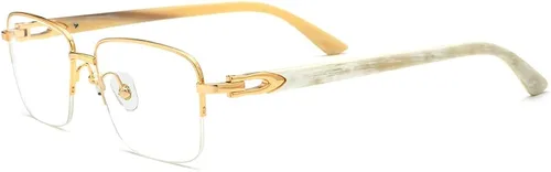 Vista 5 de HEPIDEM Really Buffalo Horn - Gafas cuadradas hechas a mano con marco de gafas semisin montura
