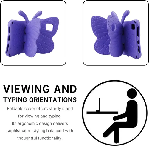 Vista 20 de FW Fire 7 - Funda para tablet para niños, Amazon Fire 7 2022, funda de mariposa con luz de atril, EVA, protección contra caídas, resistente, a
