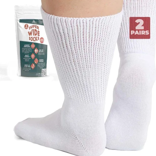 Vista 7 de FORTIVO Calcetines extra anchos para pies hinchados, calcetines bariátricos y diabéticos para hombres y mujeres