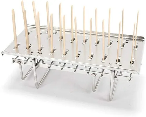 Vista 7 de 20 moldes para paletas, kit de soporte de moldes de paletas de hielo de acero inoxidable comercial GDAE10 con 100 palos de bambú reutilizables