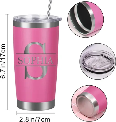 Vista 5 de Vasos personalizados para papá con tapas y pajitas para mujeres y hombres, vaso de café personalizado con nombres grabados, vaso aislado de acero