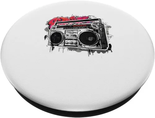 Vista 2 de Nuevo Retro Boombox Graffiti Street Art Hip Hop para Hombres Mujeres PopSockets Adhesivo PopGrip