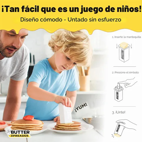 Vista 3 de Esparcidor de mantequilla sin ensuciar, 1 paquete con capacidad para el doble de mantequilla para mazorcas de maíz, pan, waffles, panqueques. El