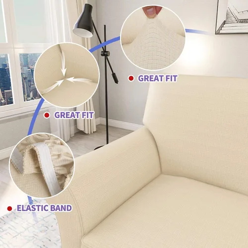 Vista 3 de ZNSAYOTX 2 fundas para silla de sala de estar con brazos, antideslizantes, elásticas, fundas para sillón, fundas de sofá, fundas protectoras