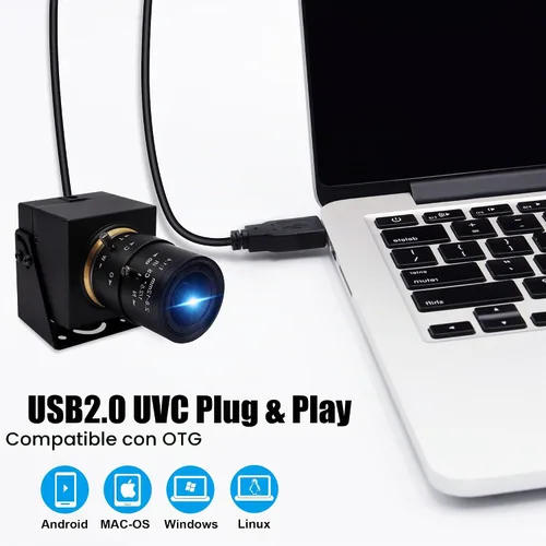 Vista 5 de SVPRO Cámara web con zoom de 8 MP para portátil, lente de 0.110-0.472 in, enfoque manual, cámara USB para cámara de computadora de PC, Windows