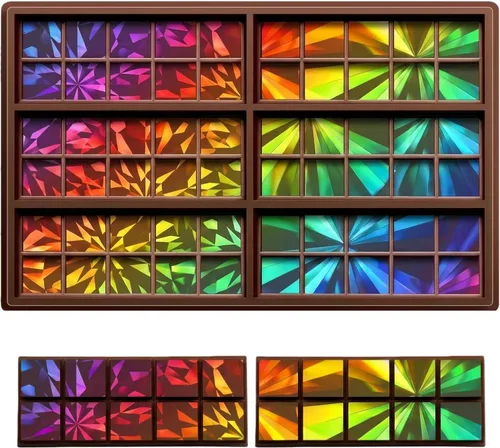 Vista 17 de Ziliny Molde holográfico de barra de chocolate rosa de silicona, barra de chocolate con efecto de luz arco iris, moldes profundos y gruesos