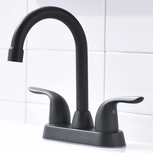Vista 8 de Grifo de lavabo de baño con conjunto de drenaje emergente, grifo central de 4 pulgadas y 2 manijas - Control de temperatura, fácil de instalar