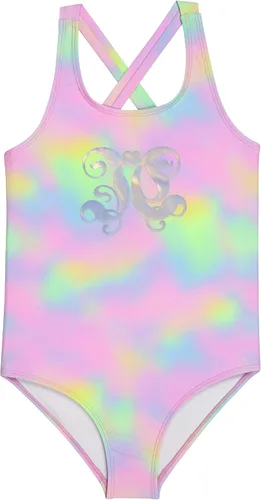 Vista 4 de Juicy Couture Conjunto de 2 trajes de baño de una pieza para niñas, traje de baño para niños, lindo degradado, teñido anudado, estampado tropical