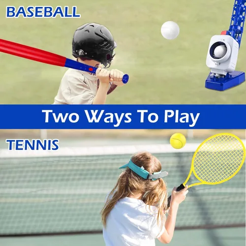 Vista 6 de iPlay, iLearn Juguetes de Máquina de Lanzamiento para Niños, Lanzador de Béisbol y Tenis RC 2 en 1, Bate de Lanzamiento Automático de Pelotas, Juego