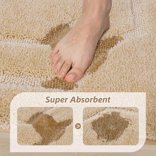 Vista 3 de BEQHAUSE Alfombra de Baño-Antideslizante-Tapete de Baño-Suave y Absorbente-Tapete de Ducha-Tapetes de Baño de Poliéster para Baño Lavables a Máquina