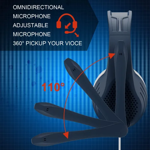 Vista 3 de Anivia A9S - Auriculares sobre la oreja estéreo con cable para juegos con micrófono compatible con computadoras de PC, PS4, Xbox One, portátil, PSP