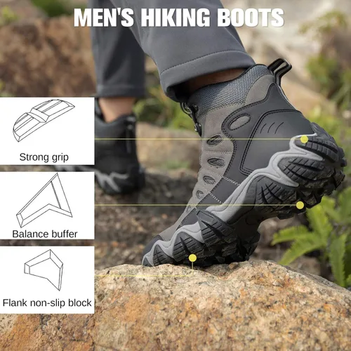 Vista 6 de CAMEL CROWN - Botas de senderismo para hombre, antideslizantes, transpirables, transpirables, para senderismo, senderismo, senderismo, senderismo